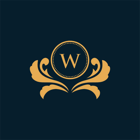 Set of vector elements in style of mono line. Luxury template in vector for Restaurantのイラスト素材