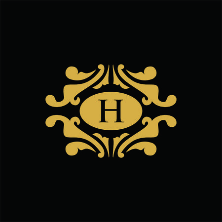 Set of vector elements in style of mono line. Luxury template in vector for Restaurantのイラスト素材