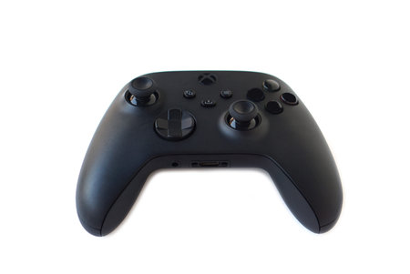 Wireless  gaming controller or remote control joystick, isolated on white background. Concept...