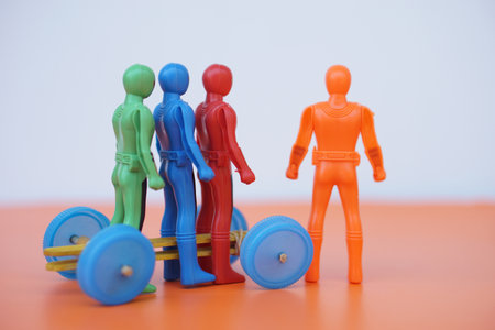 Plastic human dolls and DIY. toy. Concept, children play toy which can support creativity and imaginations. Psychology for taking care kids. Educational toys.の写真素材