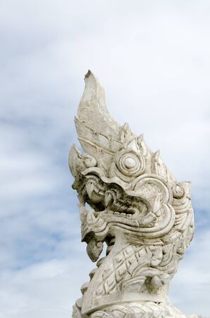 Naga, ancient holy snake in Buddhism legend  Decorate of pagoda in  Thailandの写真素材