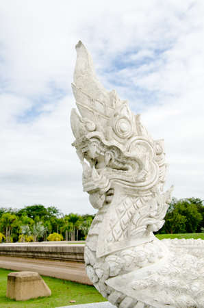 Naga, ancient holy snake in Buddhism legend  Decorate of pagoda in  Thailandの写真素材