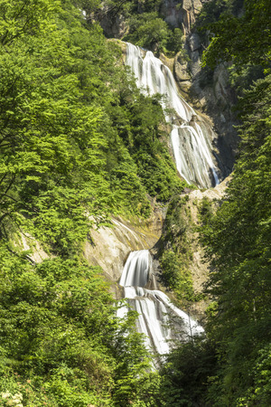Waterfall in tenninkyo Gorge robeの写真素材