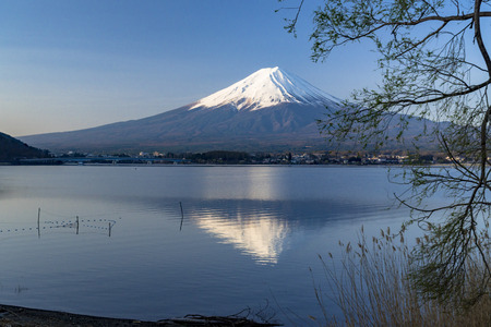 View of Mt. Fuji and Lake Kawaguchiの写真素材