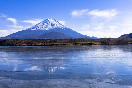 Lake Shoji-Ko and Mt. Fujiの写真素材