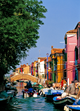 Colorful rooftops of Venice Burano islandの写真素材