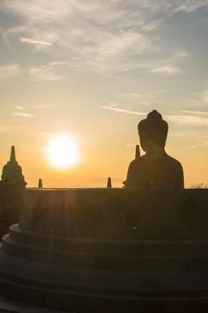 Sunrise of Borobudur Templeの写真素材