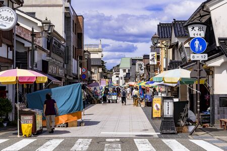Morning market scenery of Wajimaの写真素材