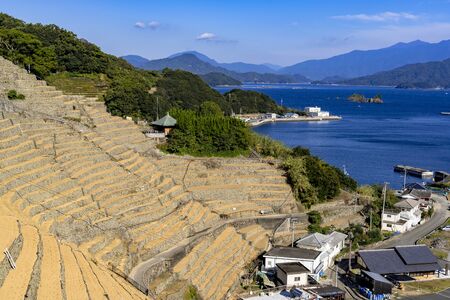 Yusu's thousand rice terraceの写真素材