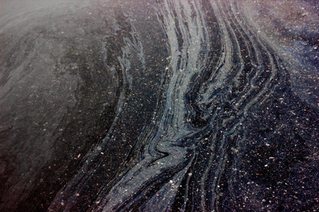 oil spilled on water, colored stains. milky way, space with stars, fantastic patterns. background for pictures, copyspace, flatleyの写真素材
