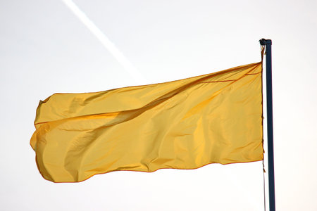flags flutter in the wind on Sunny day against the backdrop of the urban landscape. decorations for...