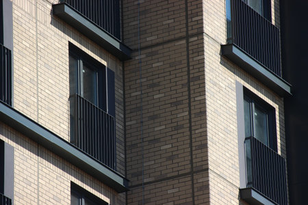 modern apartment building. multicolored fun design of facade.