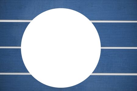 blue striped background with round space for text or design, copy space. the deck of ship.の写真素材