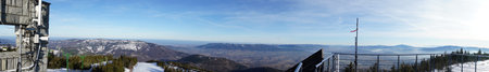 Panorama Beskid slaski . Mountain view from Skrzyczne peak in Szczyrk, Silesian region, Poland on...