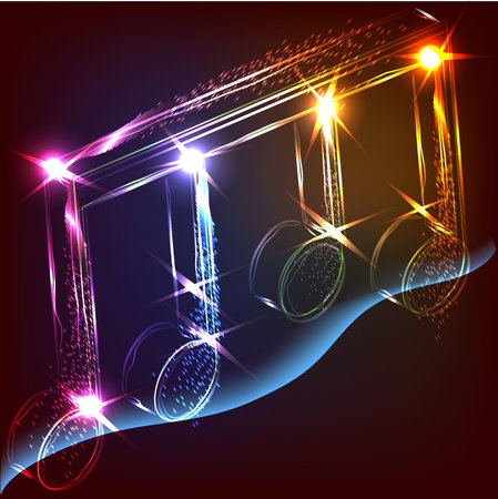 neon colorful music noteのイラスト素材