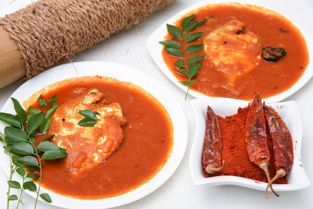 Spicy red fish curry from Kerala Indiaの写真素材