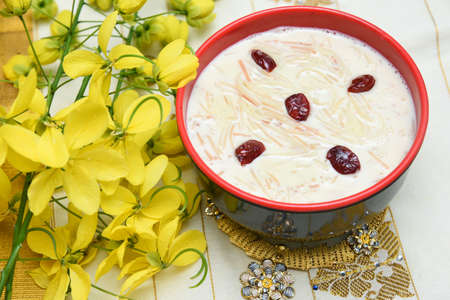 Onam festival sweet food Semiya payasam,vermicelli Kheer, Palada Payasam dessert Kerala India, South Indian for Onam Sadhya or Sadya, Vishu. Mithai made with condensed milk Dusshera, Vishu, Diwaliの写真素材