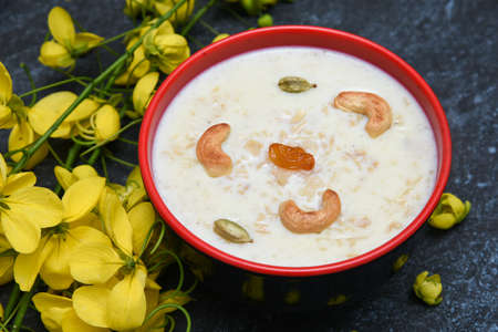 Onam festival sweet food Semiya payasam,vermicelli Kheer, Palada Payasam dessert Kerala India, South Indian for Onam Sadhya or Sadya, Vishu. Mithai made with condensed milk Dusshera, Vishu, Diwaliの写真素材