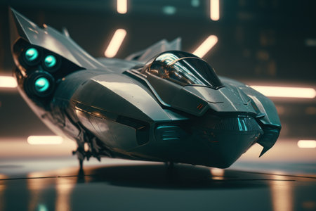 A futuristic and sleek spaceship with advanced techの素材