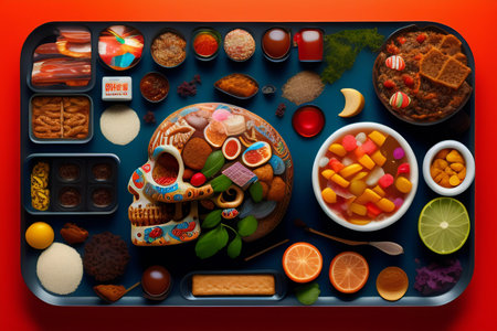 Korean traditional snacks and meals in lunch box, 3D renderingの素材