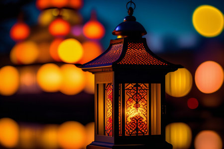 Lantern with bokeh background, Ramadan Kareem conceptの素材
