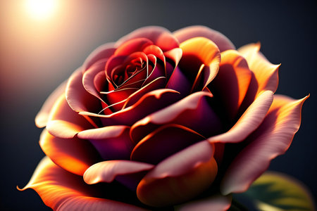 Beautiful rose on a dark background. 3d rendering, 3d illustration.の素材
