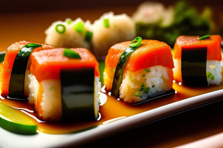 Sushi Set - Different Types of Maki Sushi and Nigiri Sushi Rollsの素材