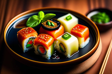 Sushi roll with salmon, avocado, cucumber and cream cheese. Sushi menu.の素材