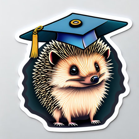 Hedgehog with graduation cap. Vector illustration. Eps 10.の素材