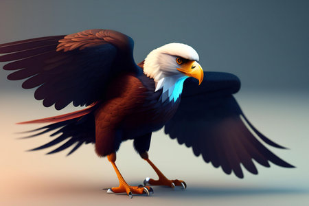 Bald Eagle - 3D render of an eagle with wings spreadの素材
