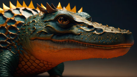 Crocodile head close-up. 3d render.の素材