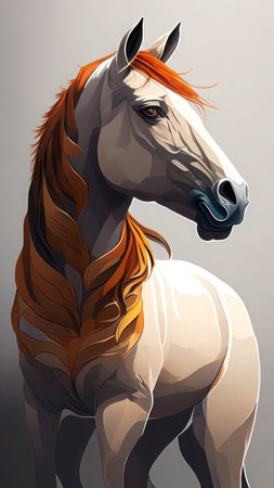 Illustration of a horse on a gray background. Vector image.の素材