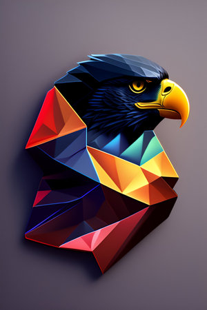 Eagle origami style. 3d illustration. Abstract polygonal background.の素材