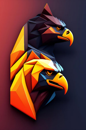 Eagle head. 3D illustration. Polygonal style.の素材