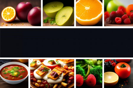 Collage of photos with different healthy food. Healthy eating concept.の素材