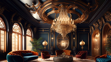 Luxury rich classic interior of the room. 3D renderingの素材