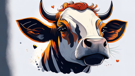 Cow head vector illustration. Cow head drawing. Cow head vector illustrationの素材