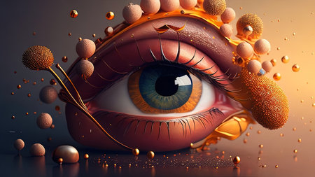 Mystical eye. Vector illustration. Psychedelic design. ai generatedの素材