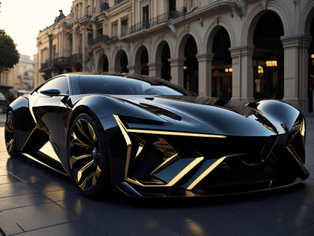 Elegant and modern sports vehicle, featuring a glossy exterior and a high-performance engine. ai generatedの素材