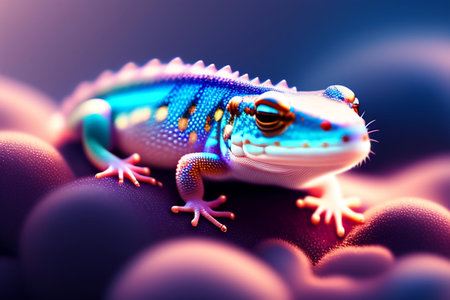 Lizard on colorful background. 3D illustration. Computer generated image.の素材