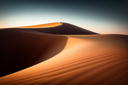 Sand dunes in the Sahara desert. Morocco. Africa. Sunset.の素材