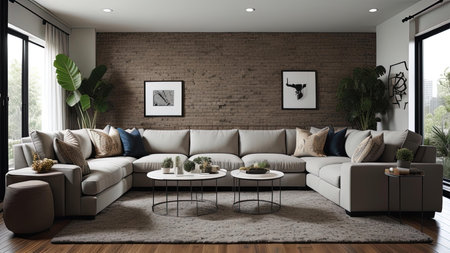 Interior of modern living room carpet on the floor. generative aiの素材