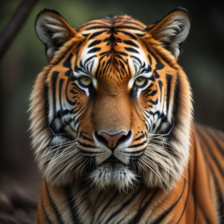 Close-up portrait of a tiger on a black background. generative aiの素材