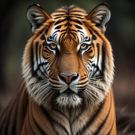 Close-up portrait of a tiger on a black background. generative aiの素材