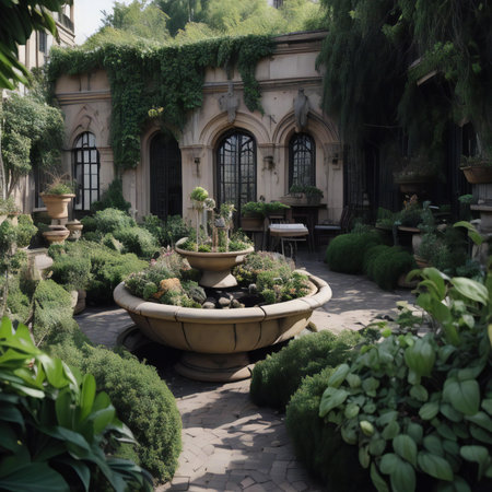Gardens in the botanical garden of Bologna, Italyの素材