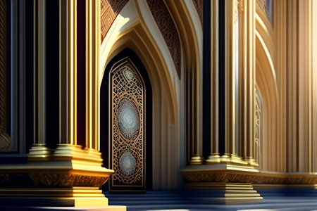 3D rendering of background islamic architecture. 3D illustration.の素材