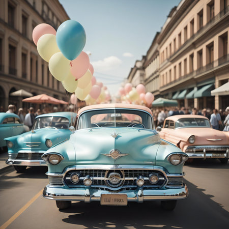 Classic car show in Krakow, Poland.の素材