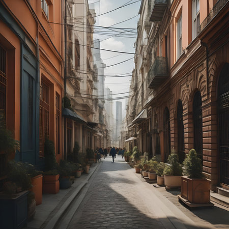 Street in the old town of Lviv, Ukraine. 3D renderingの素材