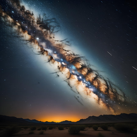 Milky Way in the night sky over the Namib desert.の素材