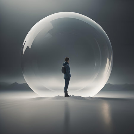 Businessman inside of a crystal ball. 3D rendered illustration.の素材